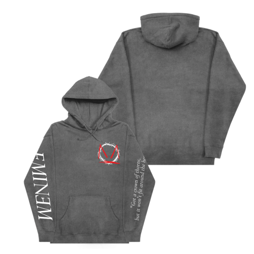 EMINEM - MTBMB LYRIC HOODIE (GREY PIGMENT DYE)