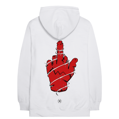 MILLINSKY X EMINEM CONCRETE MIDDLE FINGER HOODIE (WHITE)