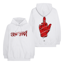 MILLINSKY X EMINEM CONCRETE MIDDLE FINGER HOODIE (WHITE)