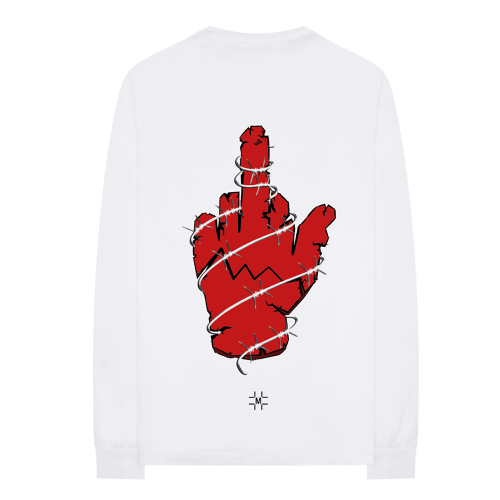 MILLINSKY X EMINEM CONCRETE MIDDLE FINGER LONGSLEEVE (WHITE)