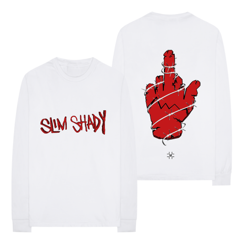 MILLINSKY X EMINEM CONCRETE MIDDLE FINGER LONGSLEEVE (WHITE)