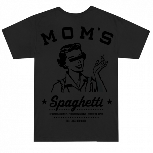 MOM'S SPAGHETTI CHEF T-SHIRT (BLACK ON BLACK)