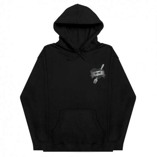 MOM'S SPAGHETTI TATTOO HEART HOODIE (BLACK ON BLACK)