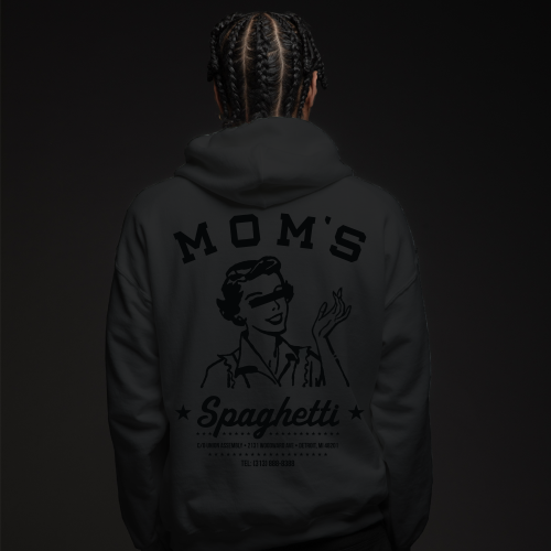 MOM'S SPAGHETTI CHEF HOODIE (BLACK ON BLACK)