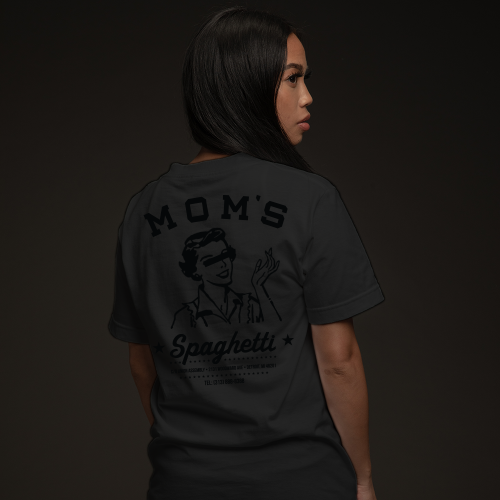 MOM'S SPAGHETTI CHEF T-SHIRT (BLACK ON BLACK)