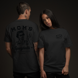 MOM'S SPAGHETTI CHEF T-SHIRT (BLACK ON BLACK)